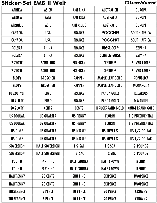 Етикети за кутии за монети Монети от цял свят (1)