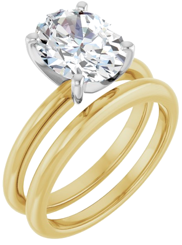 Sužadėtuvių Žiedas „Solitaire“ 585 Baltojo Ir Geltonojo Aukso Oval 10mm x 8mm (6)