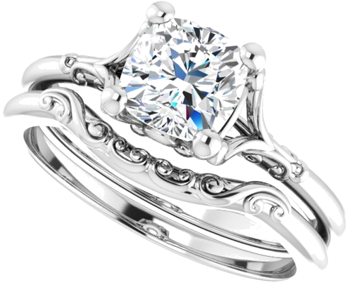 Sužadėtuvių Žiedas „Solitaire“ 585 Baltojo Aukso Cushion 6mm (10)