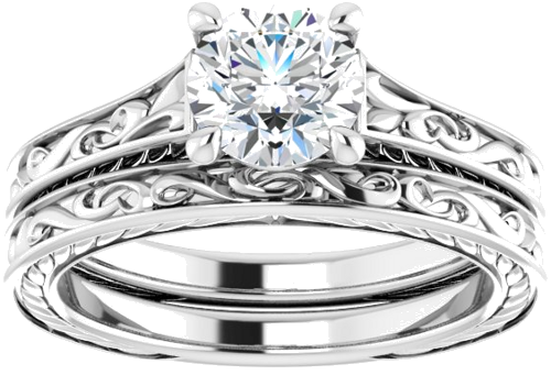 14K White 6.5 mm Round Engagement Ring Mounting (8)