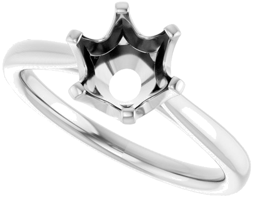 14K White 7.4 mm Round Engagement Ring Mounting (5)