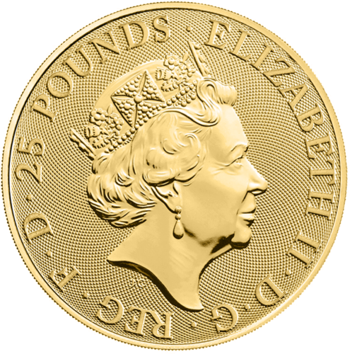 1/4 oz Tiudorų (Tudor) Beauforto Ožys 2023 Didžioji Britanija auksinė moneta (2)