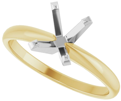 14K Yellow White 8 x 6 mm Oval Solitaire Engagement Ring Mounting (5)