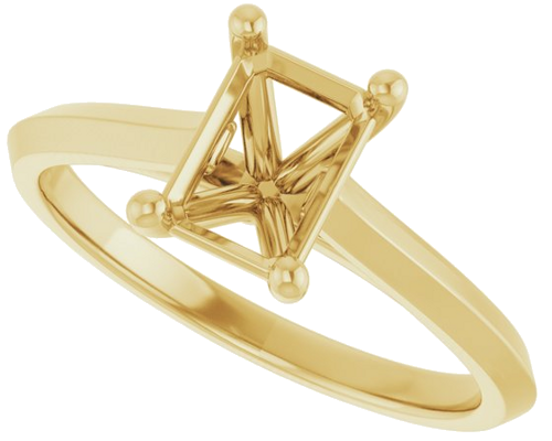 Sužadėtuvių Žiedas „Solitaire“ 585 Geltonojo Aukso Emerald 7mm x 5mm (5)