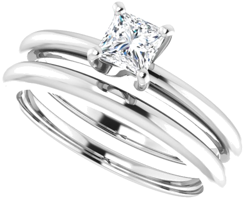 Sužadėtuvių Žiedas „Solitaire“ 585 Baltojo Aukso Square 4mm (10)