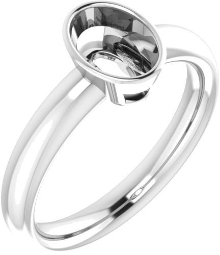 Sužadėtuvių Žiedas „Bezel-Set Solitaire“ 585 Baltojo Aukso Oval 7mm x 5mm (1)