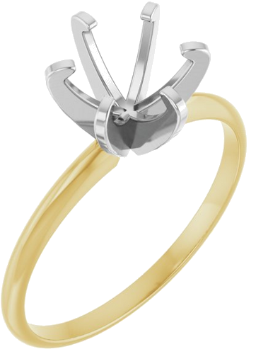 14K Yellow White 7.3-7.7 mm Round 6-Prong Solitaire Engagement Ring Mounting (1)