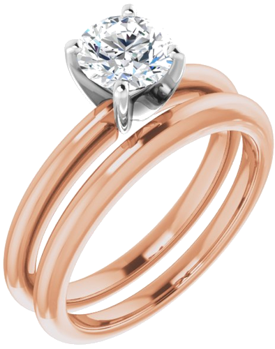 Sužadėtuvių Žiedas „Solitaire“ 585 Baltojo Ir Rožinis Aukso Round 6mm (6)