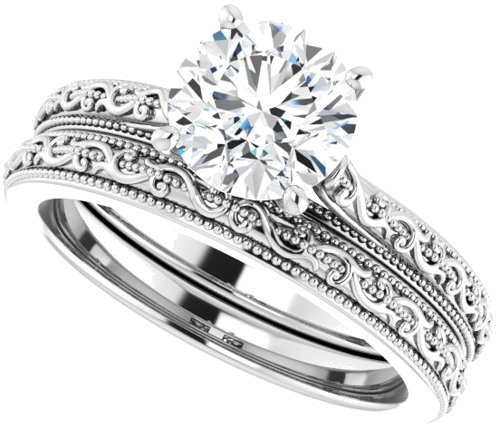 14K White  7 mm Round Solitaire Engagement Ring Mounting (10)