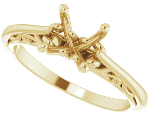 14K Yellow 7 mm Round Solitaire Engagement Ring Mounting (5)
