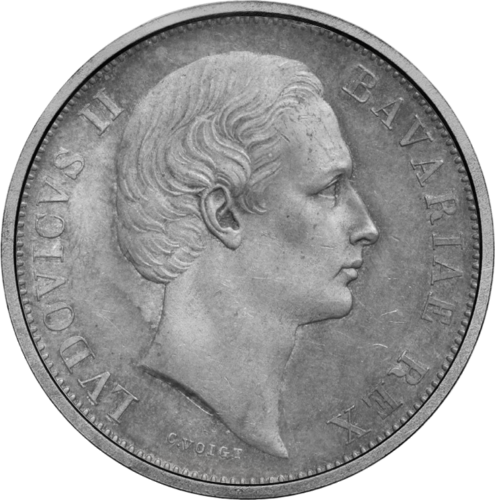 1 гульден Людвиг II (1866-1871) Мадонна Талер Германская империя серебряная монета (2)