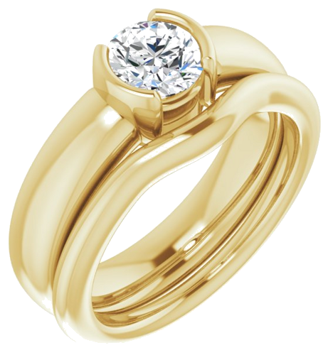 14K Yellow 5.8 mm Round Half Bezel Solitaire Engagement Ring Mounting (6)