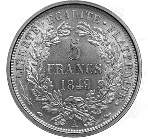 5 Frankai Ceres (1849-1851) Prancūzija sidabrinė moneta (2)