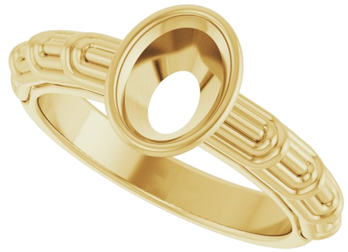 14K Yellow 8 x 6 mm Oval Solitaire Engagement Ring Mounting (5)