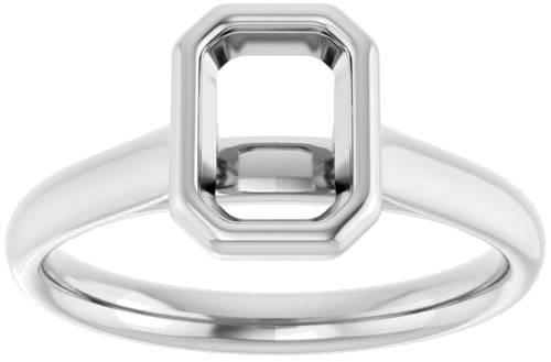 Sužadėtuvių Žiedas „Bezel-Set Solitaire“ 585 Baltojo Aukso Emerald 7mm x 5mm (3)