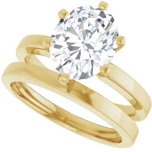 Sužadėtuvių Žiedas „Solitaire“ 585 Geltonojo Aukso Oval 10mm x 8mm (10)