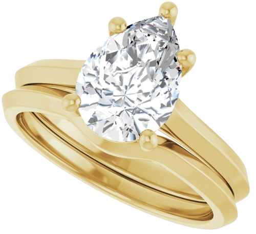 Sužadėtuvių Žiedas „Solitaire“ 585 Geltonojo Aukso Pear Shape 10mm x 7mm (10)