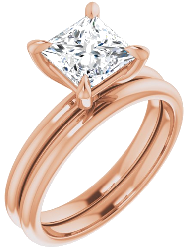 Sužadėtuvių Žiedas „Solitaire“ 585 Rožinis Aukso Square 6.5mm (6)