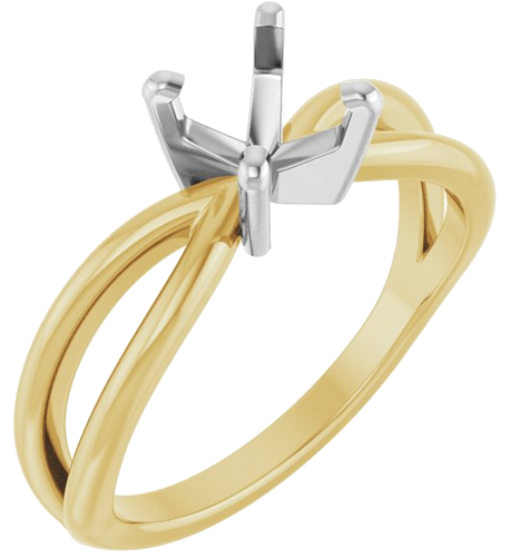 14K Yellow White 6.5 mm Round Split Shank Engagement Ring Mounting (1)