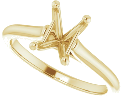 14K Yellow 7x5 mm Emerald Solitaire Engagement Ring Mounting (5)