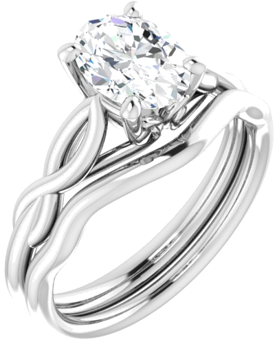 14K White  8x6 mm Oval Solitaire Engagement Ring Mounting (6)