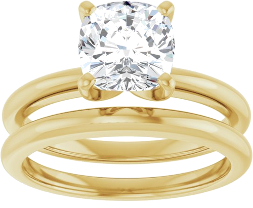 14K Yellow  7 mm Cushion Solitaire Engagement Ring Mounting (8)