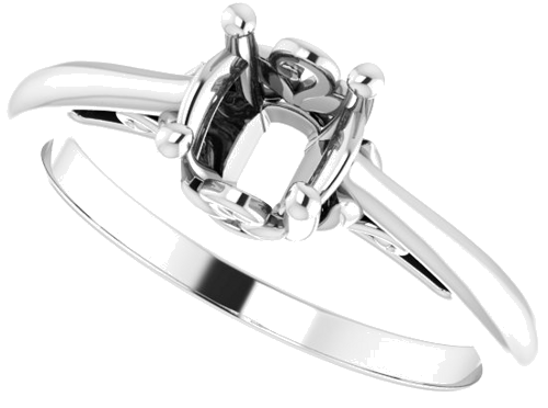 14K White 5.8 mm Round Solitaire Engagement Ring Mounting (5)