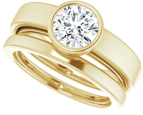 Sužadėtuvių Žiedas „Bezel-Set Solitaire“ 585 Geltonojo Aukso Round 6.5mm (10)