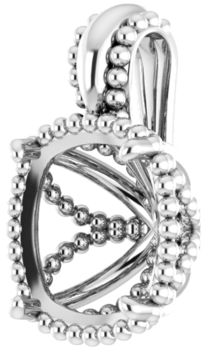 Pakabukas „Beaded“ 585 Baltojo Aukso Cushion 9mm (2)