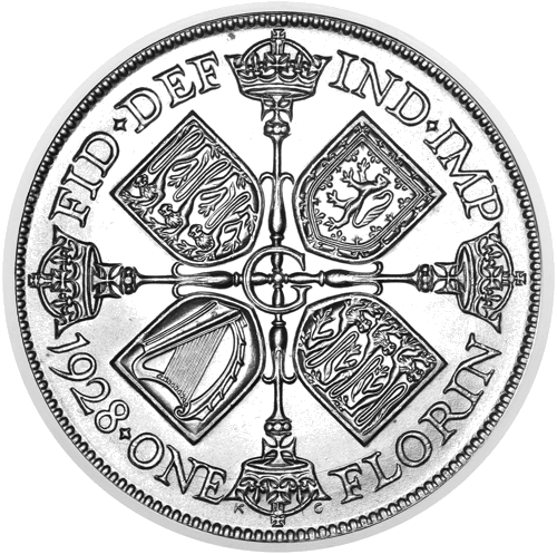 1 florinas George V (1927-1936) Didžioji Britanija sidabrinė moneta (3 tipas) (2)