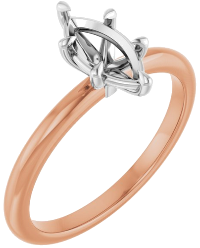 14K Rose White 9x4.5 mm Marquise Solitaire Engagement Ring Mounting (1)