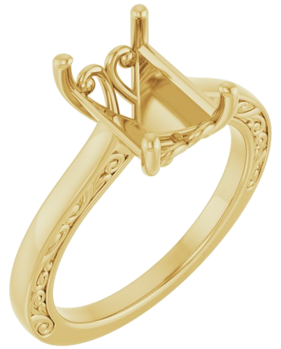 Sužadėtuvių Žiedas „Solitaire“ 585 Geltonojo Aukso Emerald 9mm x 7mm (1)