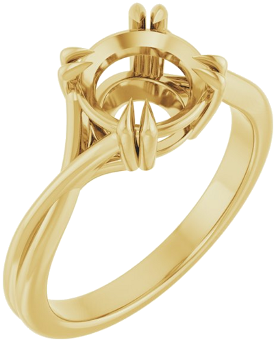 14K Yellow 8 mm Round Solitaire Engagement Ring Mounting (1)