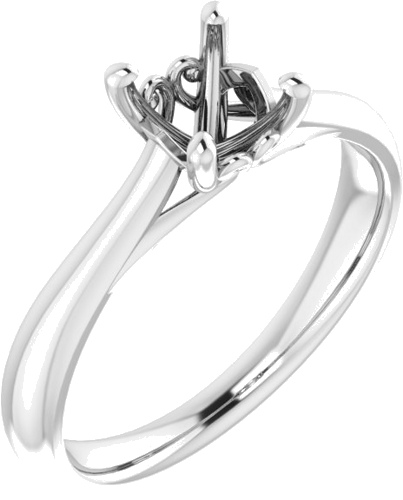 14K White  6 mm Round Solitaire Engagement Ring Mounting (1)