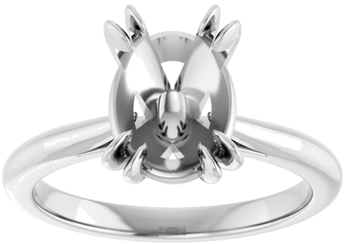 14K White 10 x 8 mm Oval Engagement Ring Mounting (3)