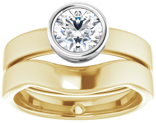 14K Yellow White 6 mm Round Solitaire Engagement Ring Mounting (8)