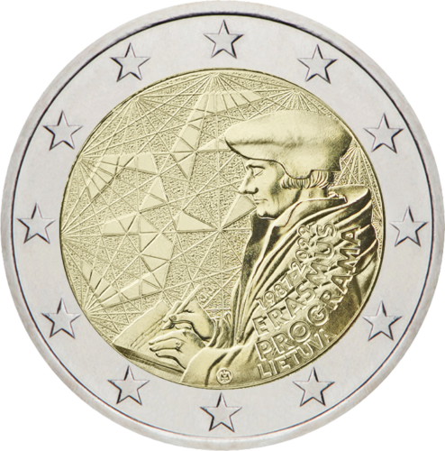 2022 Lietuva Erasmus 35 gadu jubilejai   2 eiro monēta (1)