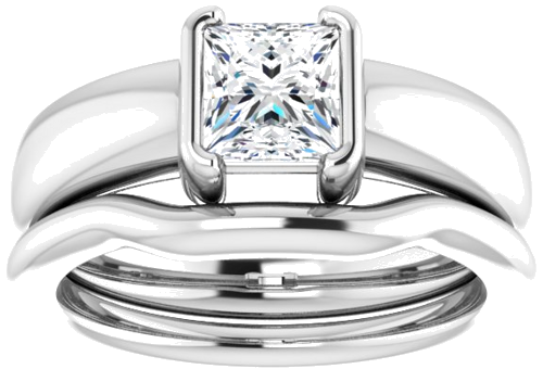 Sužadėtuvių Žiedas „Half Bezel Solitaire“ 585 Baltojo Aukso Square 5.5mm (8)