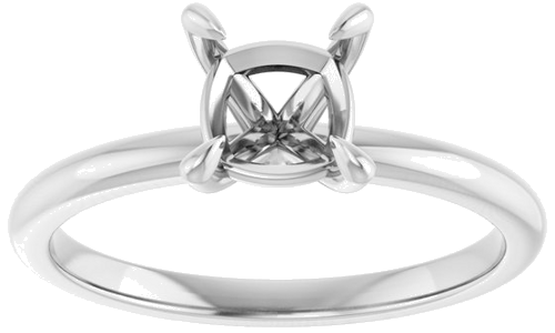 14K White  6x6 mm Cushion Solitaire Engagement Ring Mounting (3)