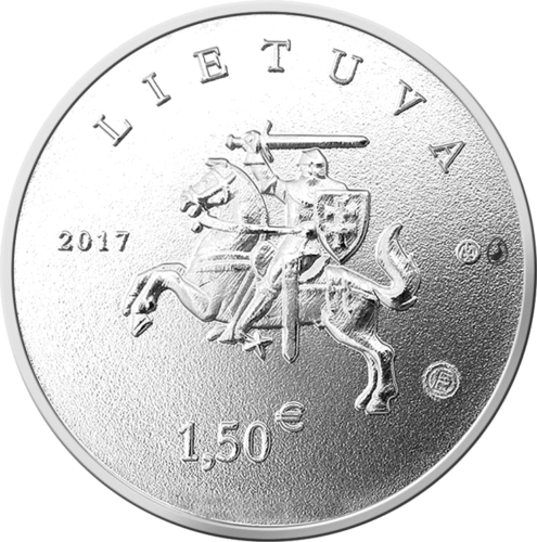 2017 Жемайтукас и литовская гончая монета 1,5 евро (2)