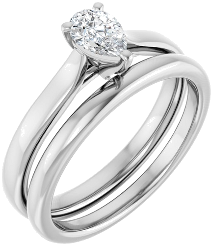 Sužadėtuvių Žiedas „Solitaire“ 585 Baltojo Aukso Pear Shape 6mm x 4mm (6)