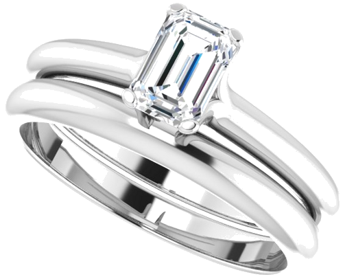 Sužadėtuvių Žiedas „Solitaire“ 585 Baltojo Aukso Emerald 6mm x 4mm (10)