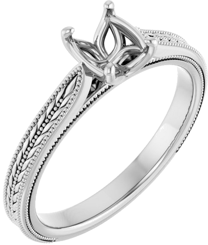 Sužadėtuvių Žiedas „Solitaire“ 14k white gold Oval 7mm x 5mm (1)