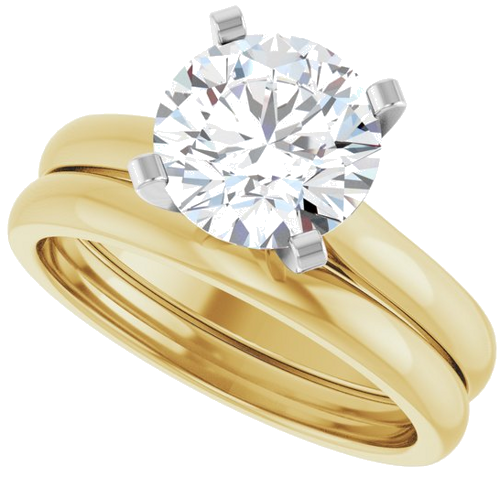 14K Yellow White 8.2 mm Round Solitaire Engagement Ring Mounting (10)