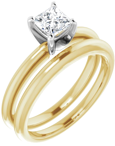 Sužadėtuvių Žiedas „Solitaire“ 585 Baltojo Ir Geltonojo Aukso Square 4.5mm (6)