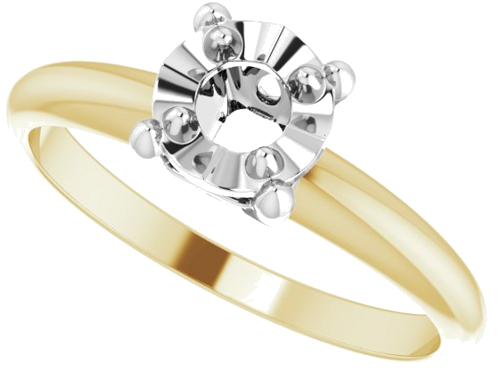 Sužadėtuvių Žiedas „Solitaire“ 585 Baltojo Ir Geltonojo Aukso Round 3.7mm (5)