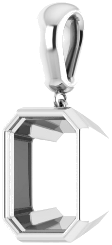 Pakabukas „Bezel-Set“ 585 Baltojo Aukso Emerald 12mm x 10mm (2)