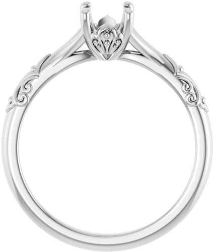 14K White 7x5 mm Oval Solitaire Engagement Ring Mounting (2)