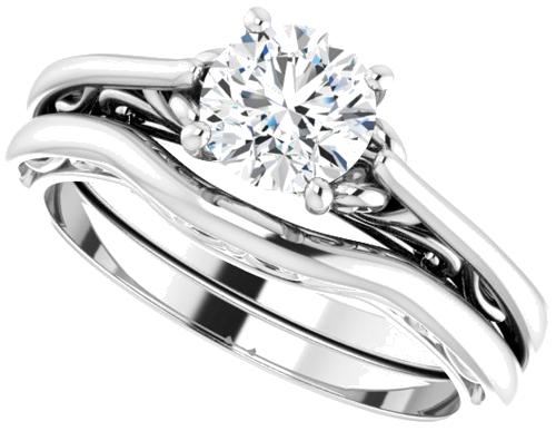 Sužadėtuvių Žiedas „Solitaire“ 585 Baltojo Aukso Round 5.8mm (20)