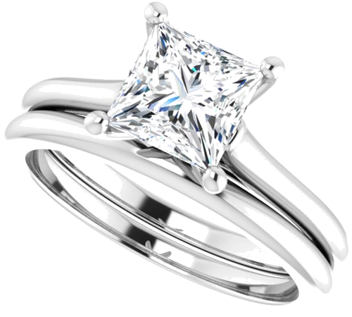 14K White 6 mm Square Solitaire Engagement Ring Mounting (10)